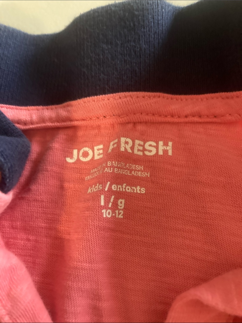 Joe Fresh Coral Pink Polo-Style Girls Casual Dress with Navy Trim - Picture 2 of 5